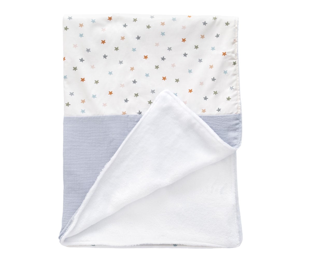 Coperta Vellutata Little Stars Blue Personalizzabile