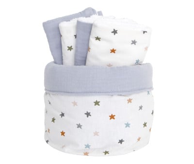 Cesta Personalizzabile + 4 Salviettine Little Stars Blue Personalizzabile