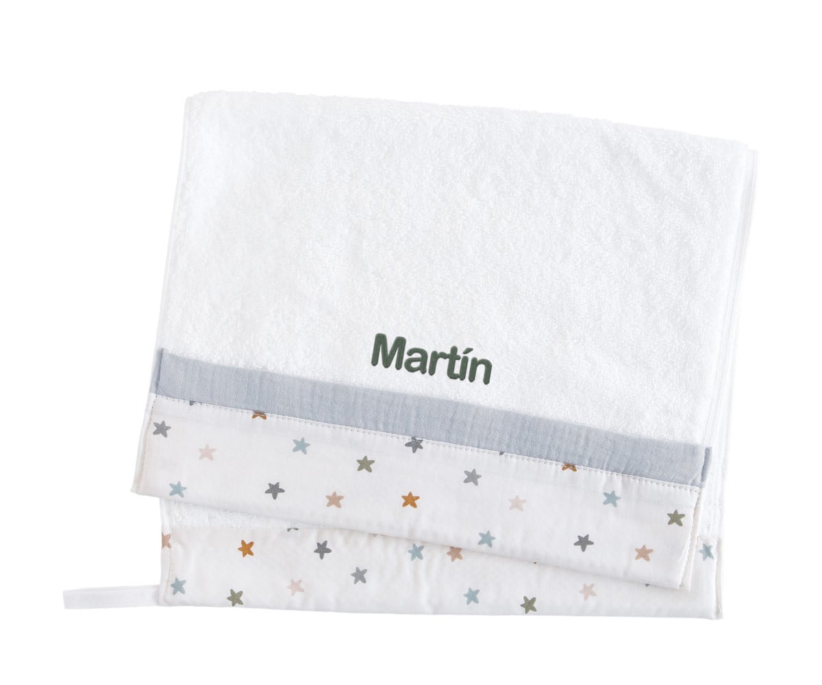 Toalla Guardería Little Stars Blue Personalizable