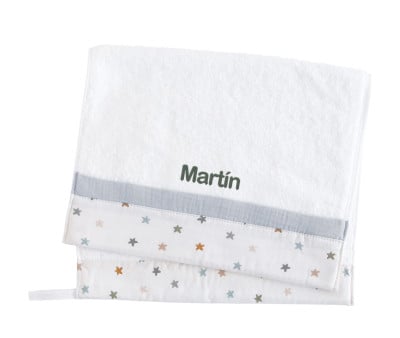 Toalla Guardería Little Stars Blue Personalizable