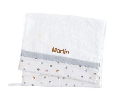 Toalla Guardería Little Stars Blue Personalizable