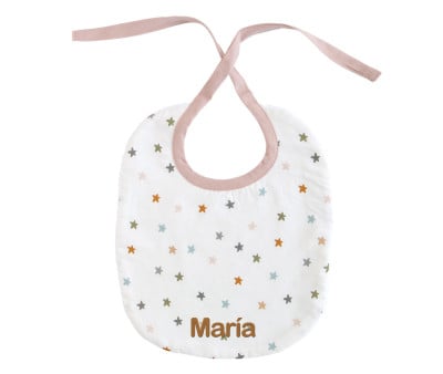 Babero Little Stars Pink Personalizable