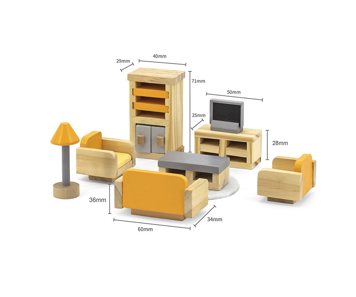 Sala de estar Mobília de sala de jantar para casa de bonecas