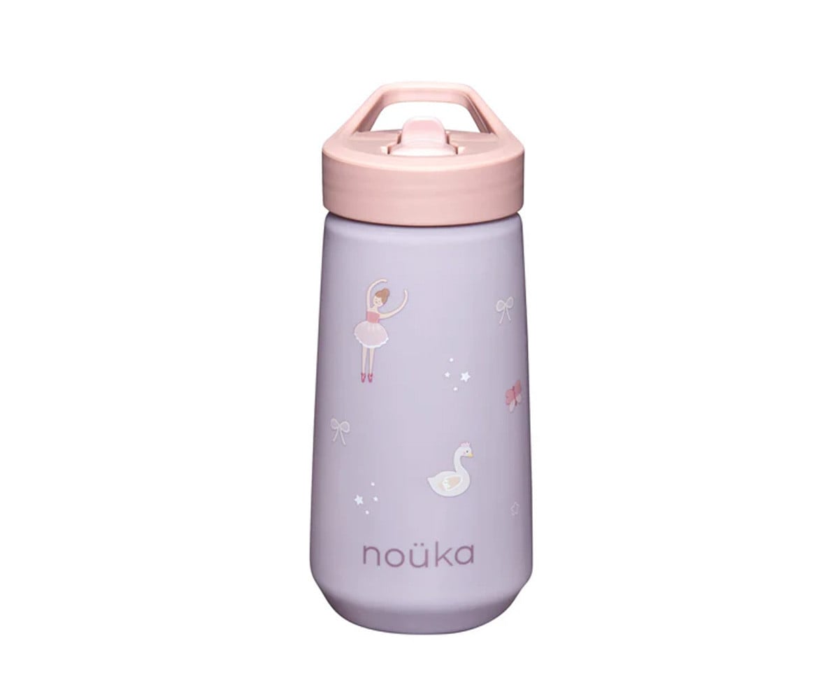 Garrafa de plástico com tampa flip-top e palhinha 
400 ml Bailarina