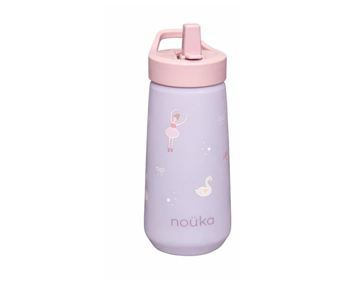 Garrafa de plástico com tampa flip-top e palhinha 
400 ml Bailarina