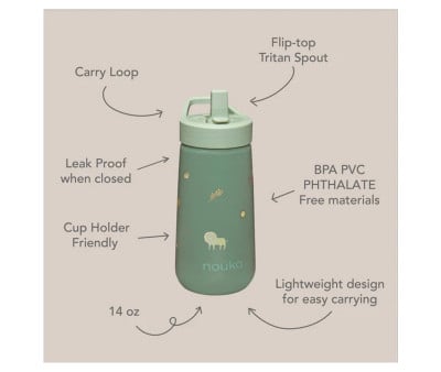 Garrafa de plástico com tampa flip-top e palhinha
400 ml Gelado