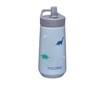 Garrafa de plástico com tampa flip-top e palhinha
400 ml Dino 	