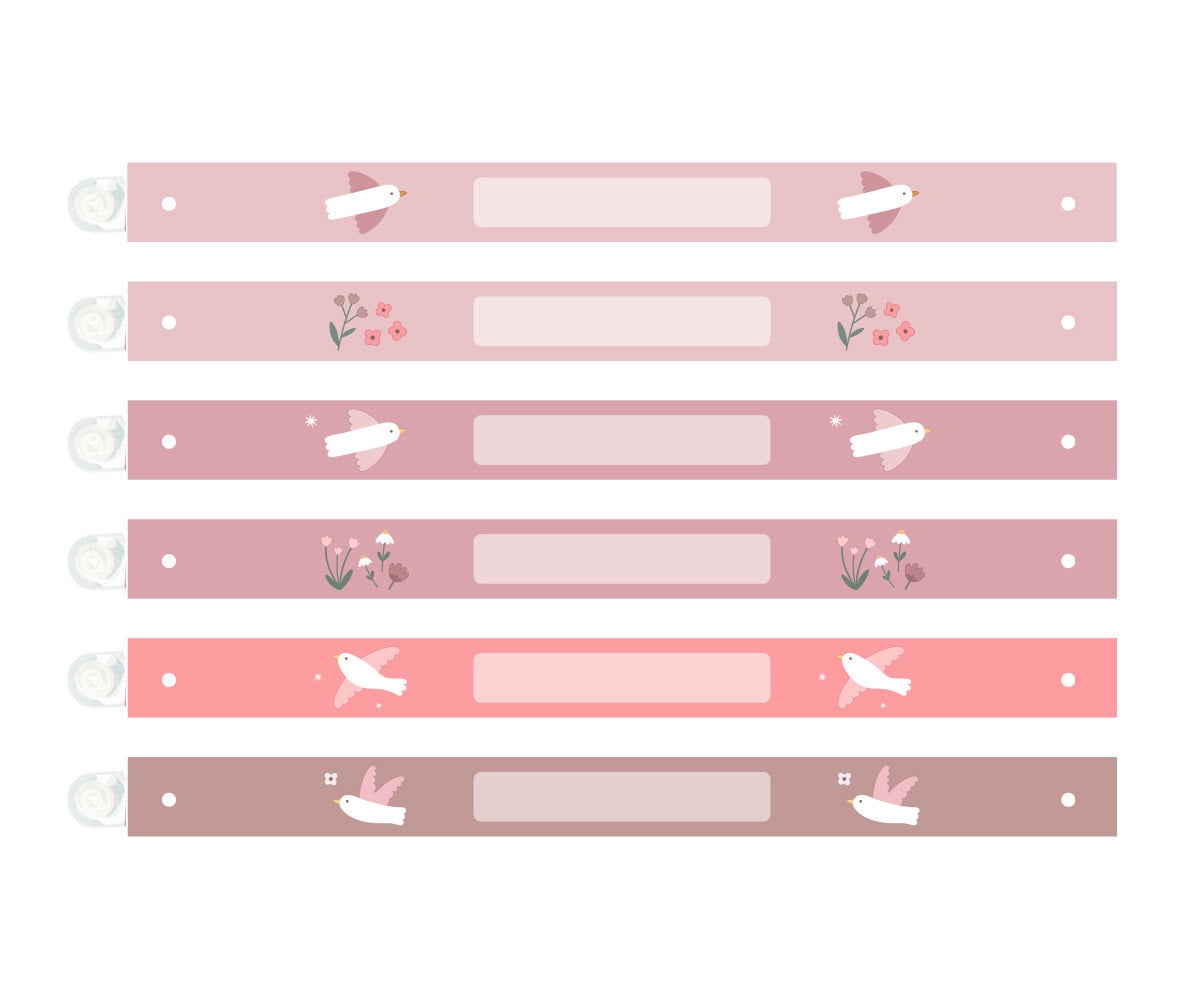 6 fitas personalizáveis com caneta para pendurar roupas Blossom Birds