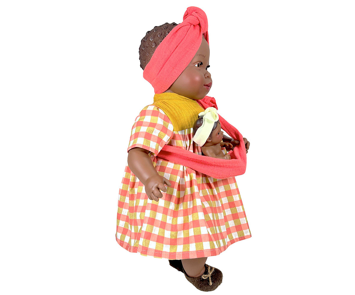 Boneca Maria com bebê Vichy