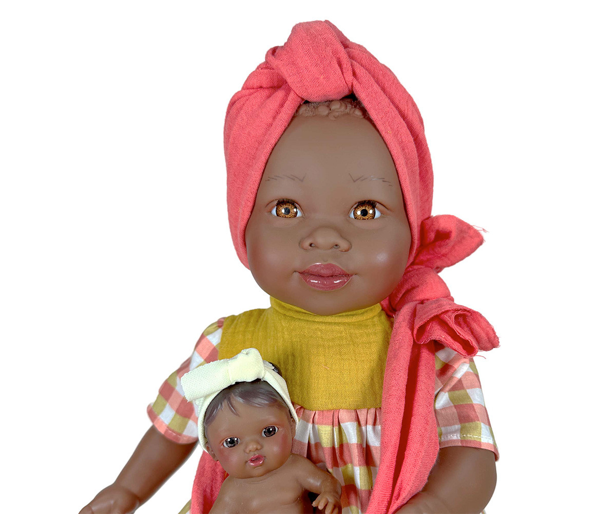 Boneca Maria com bebê Vichy