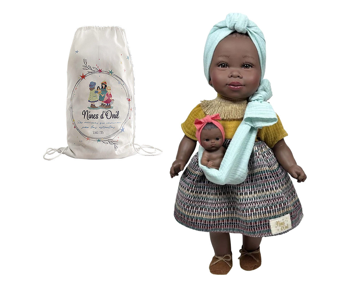 Boneca Maria com bebê turquesa