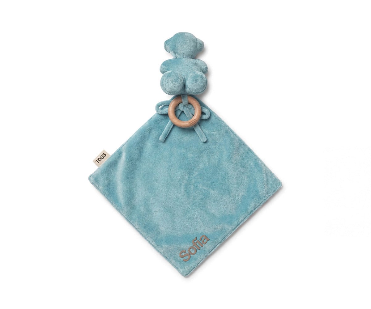 Doudou TOUS Baby con Anilla de Madera Personalizable Celeste