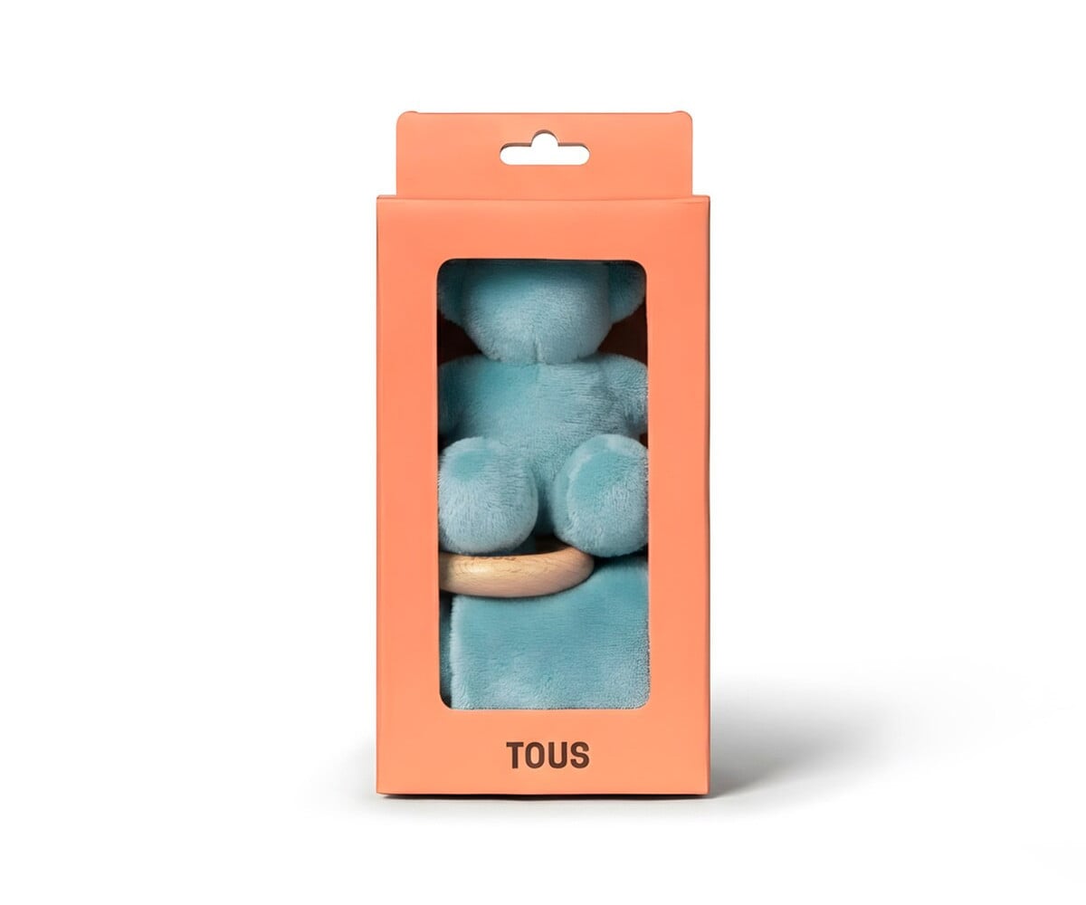 Doudou TOUS Baby con Anilla de Madera Personalizable Celeste