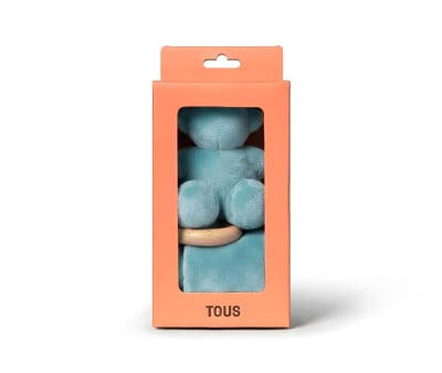 Doudou TOUS Baby con Anilla de Madera Personalizable Celeste