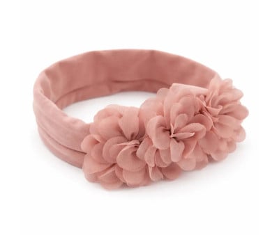 Fascia Floreale in Chiffon Rosa per Bebè