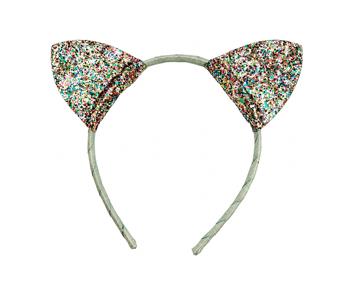 Diadema Gatito Glitter Verde