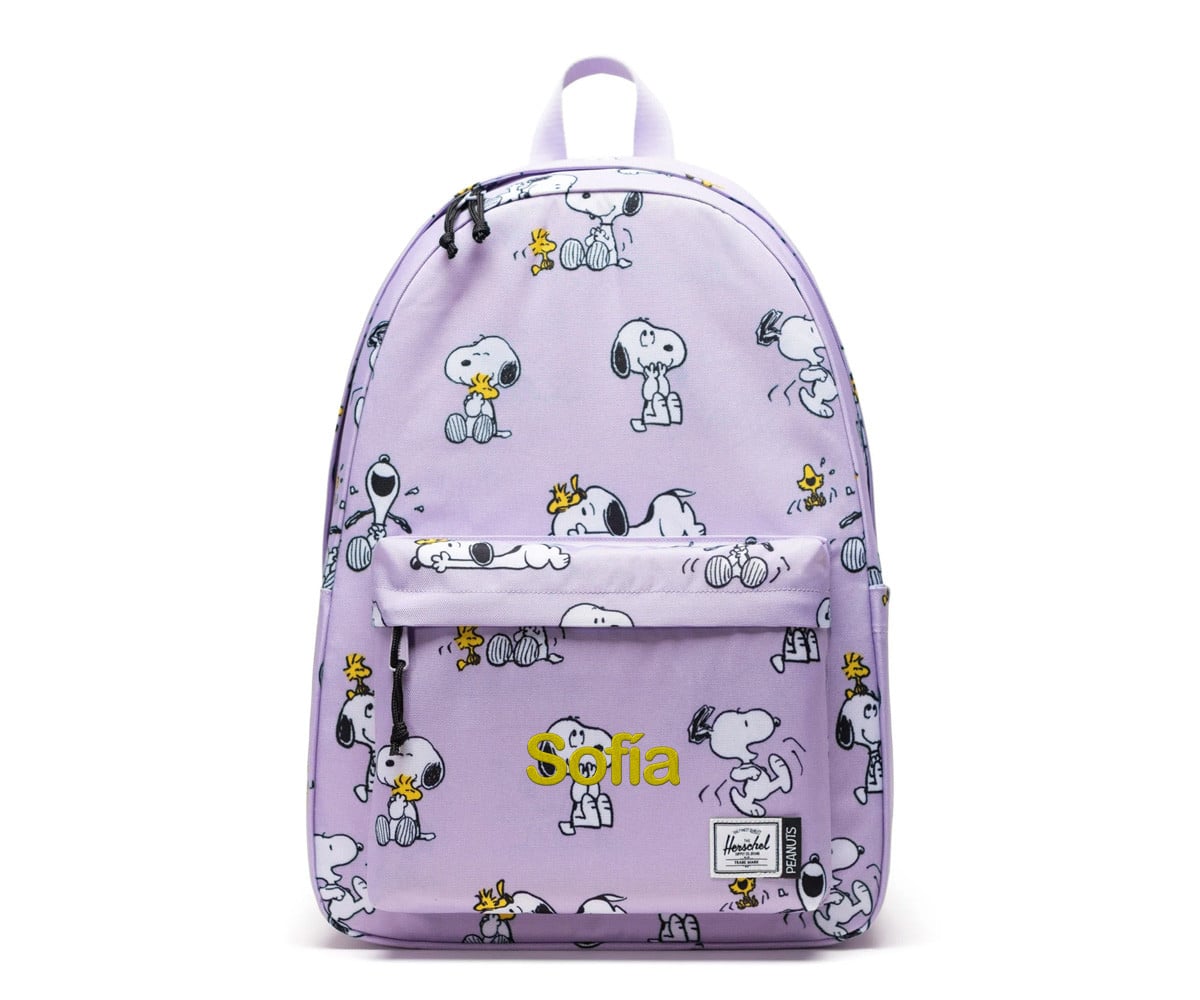Mochila Herschel Classic XL personalizável Peanuts® em tons pastel lilás