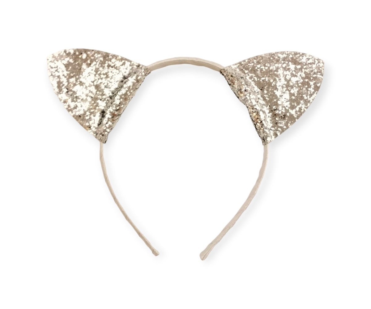 Diadema Gatito Glitter Plateada