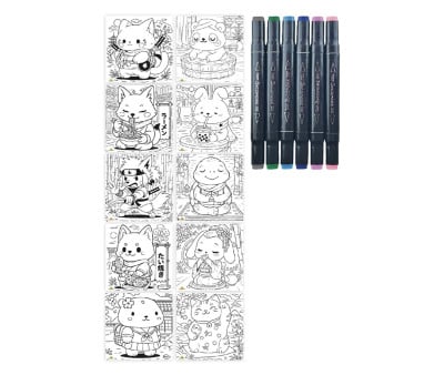 Caja Creativa S Kawaii Animals con Rotuladores Doble Punta