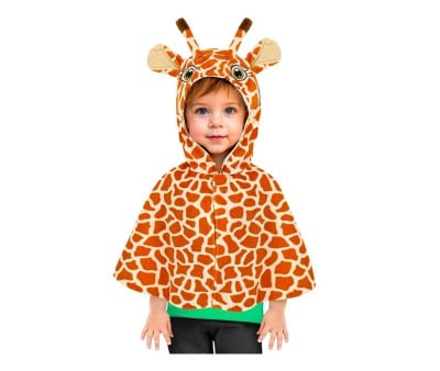 Disfraz Capa de Peluche con Capucha Jirafa 1-2años