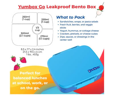 Caja de Almuerzo Yumbox GO Blue Miami 5 Compartimentos
