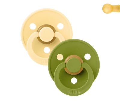 2 Succhietti BIBS Colour Round Pale Butter/Wasabi