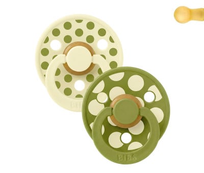 2 Succhietti BIBS Studio Colour Round Polka  Luna/Wasabi