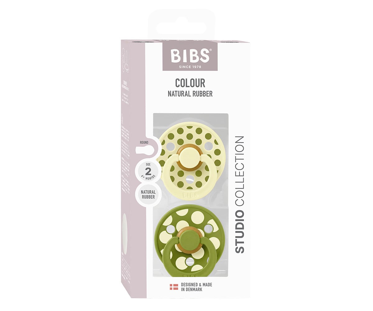 2 Succhietti BIBS Studio Colour Round Polka  Luna/Wasabi