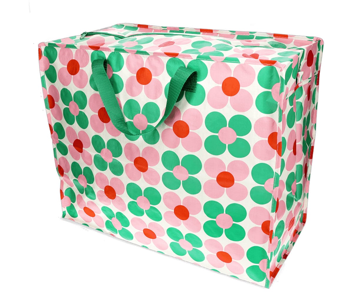 Bolsa de armazenamento Daisy Jumbo rosa e verde