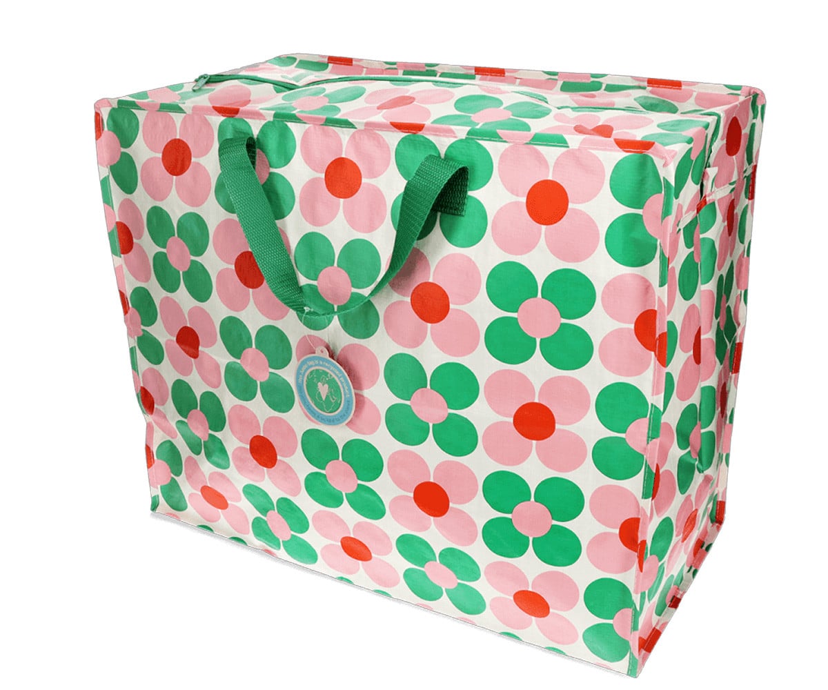 Bolsa de armazenamento Daisy Jumbo rosa e verde