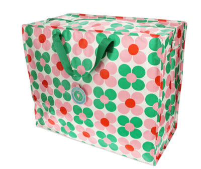Bolsa de armazenamento Daisy Jumbo rosa e verde