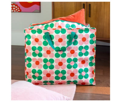 Bolsa de armazenamento Daisy Jumbo rosa e verde
