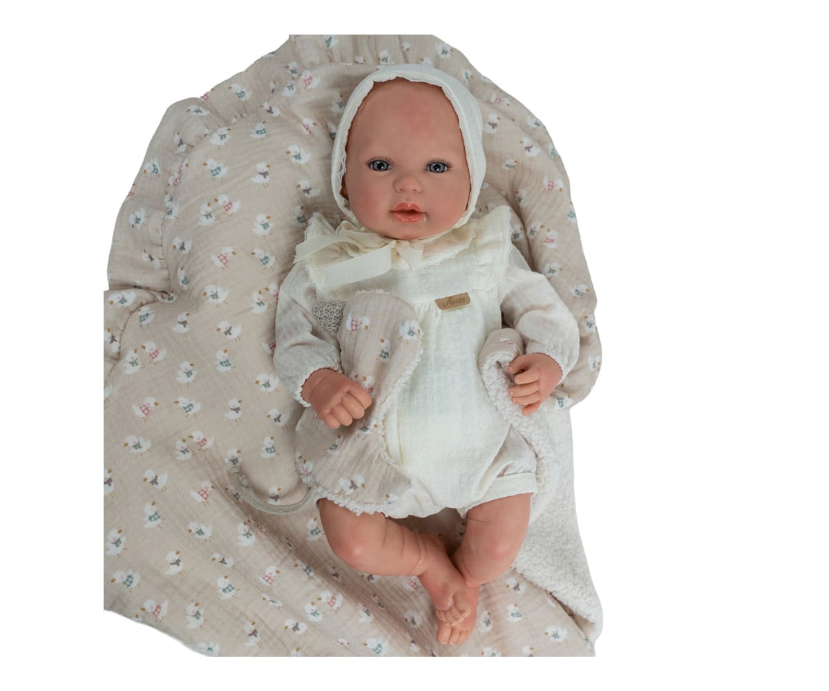 Muñeco Reborn Camila 45cm con Manta y Doudou