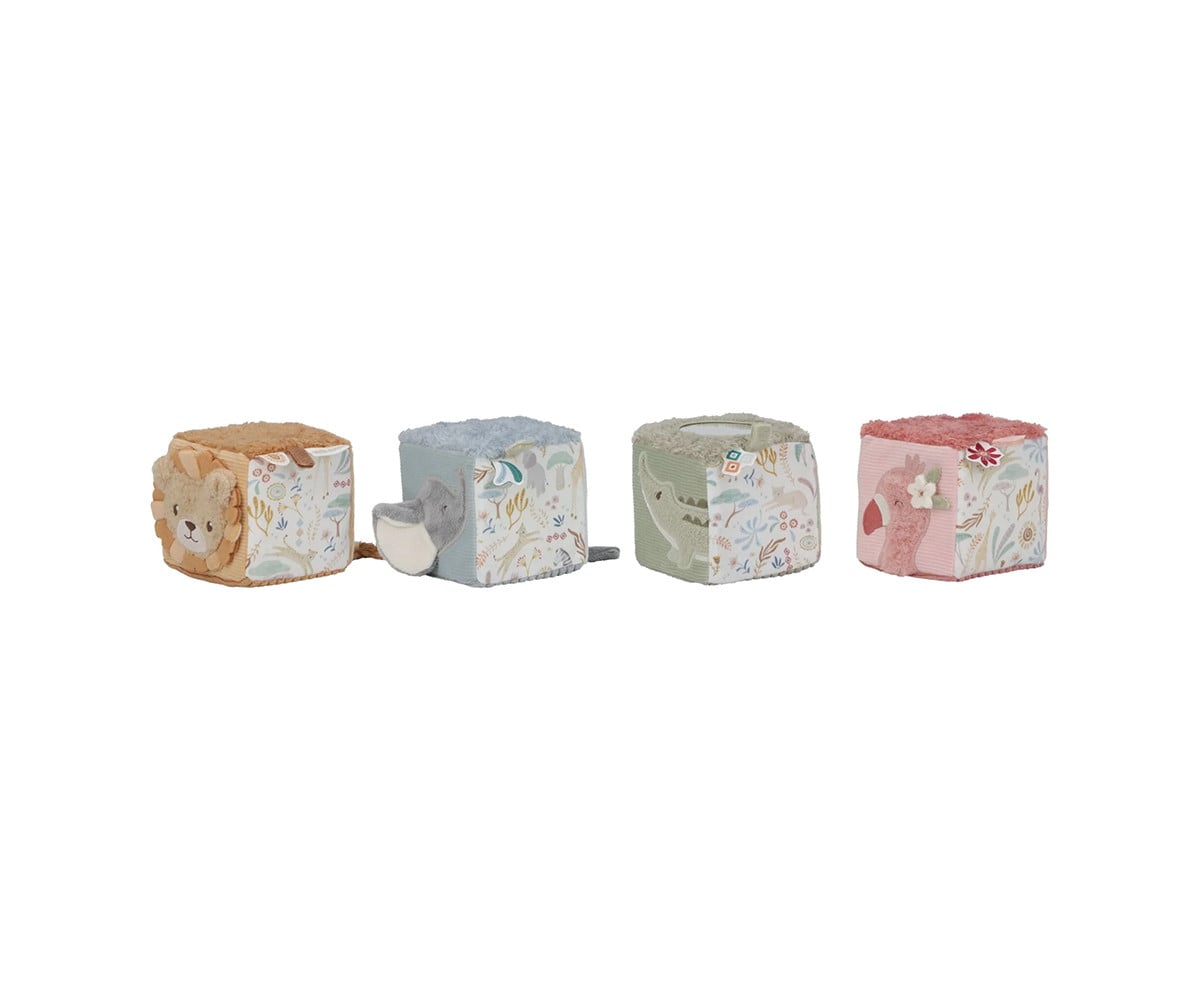 4 Cubos Apilables Blanditos Safari Friends