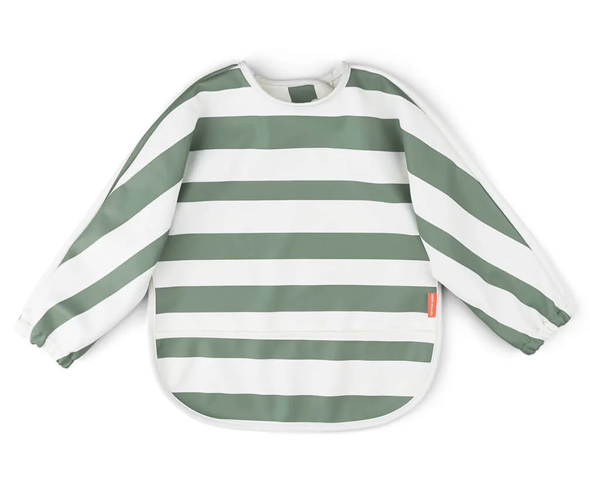 Babero con Mangas Rayas Verde 6-18m Personalizable