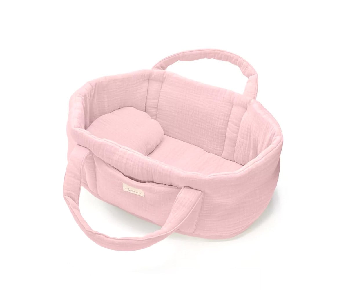Capazo y Almohada Coton Fraise para Muñecos