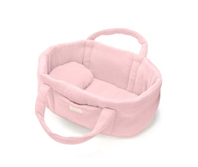 Capazo y Almohada Coton Fraise para Muñecos