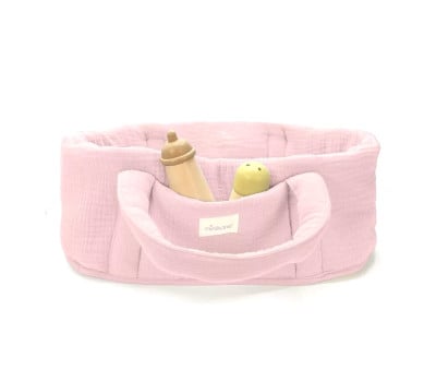 Capazo y Almohada Coton Fraise para Muñecos
