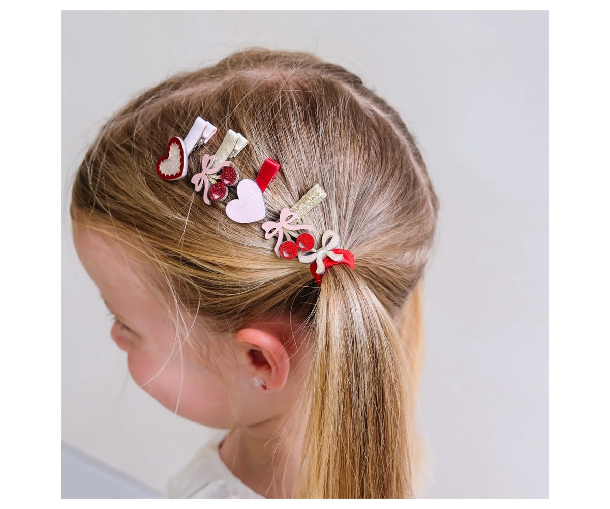 8 mini grampos de cabelo Fancy Cherries