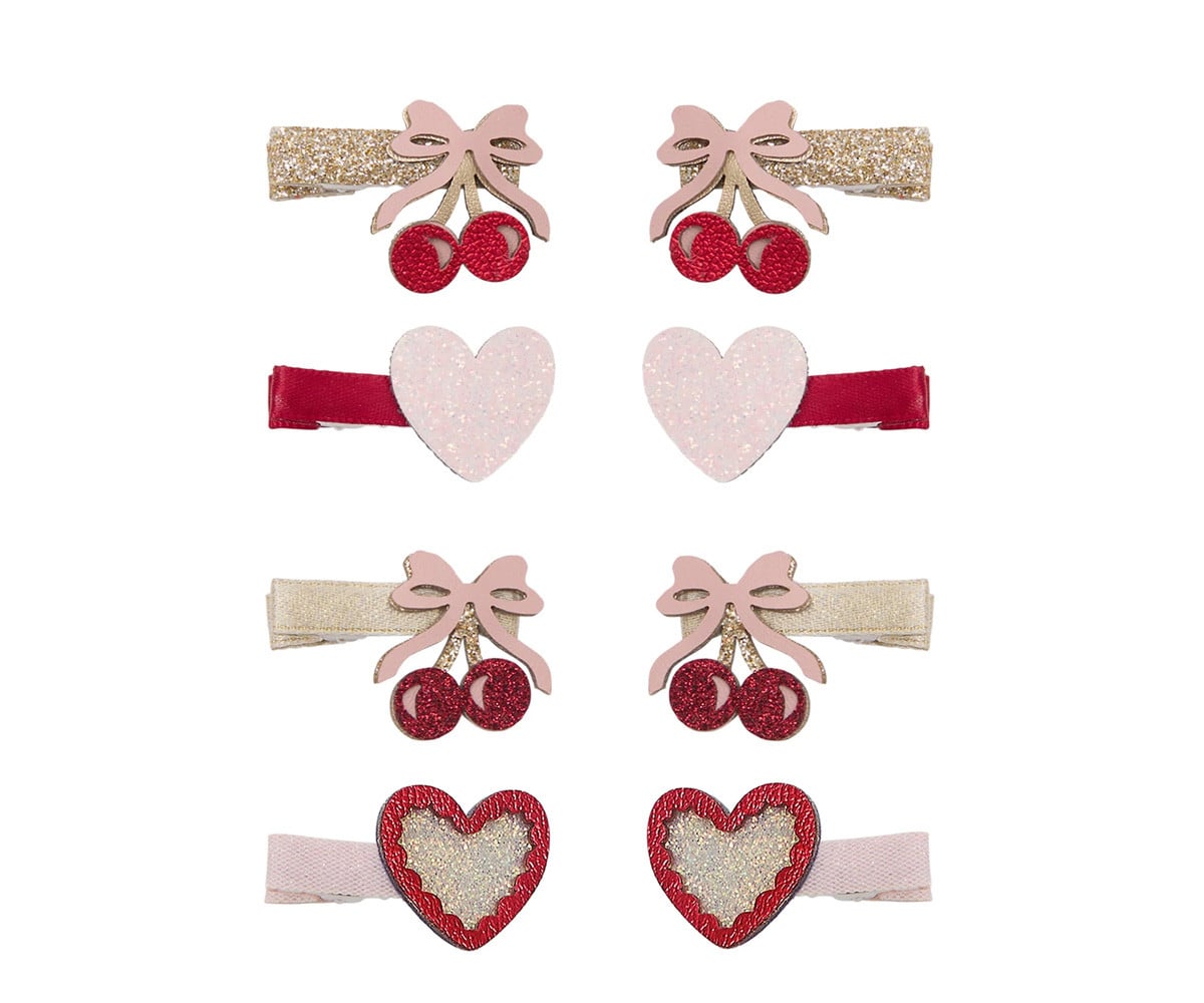 8 mini grampos de cabelo Fancy Cherries