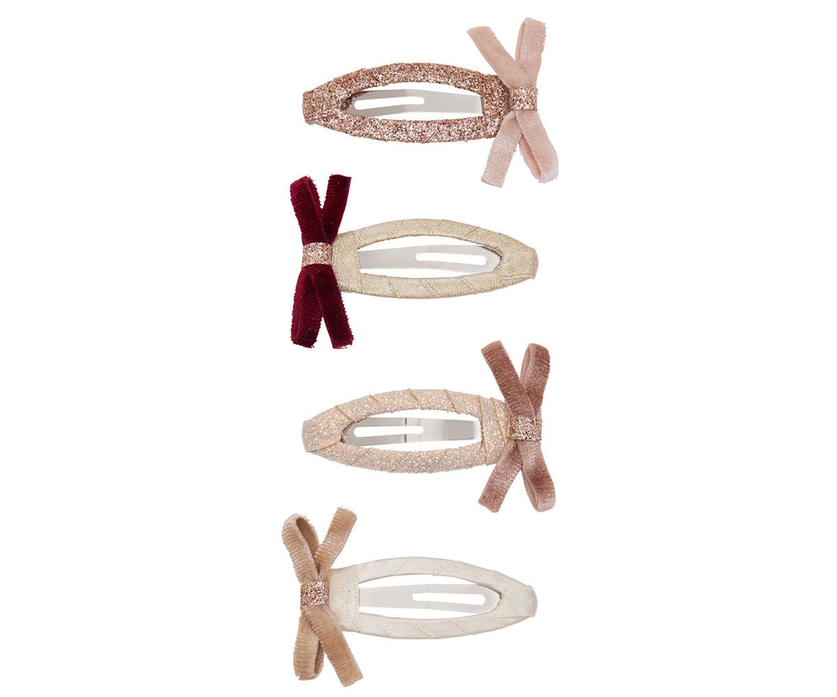 4 clips de cabelo Skinny Velvet Bow