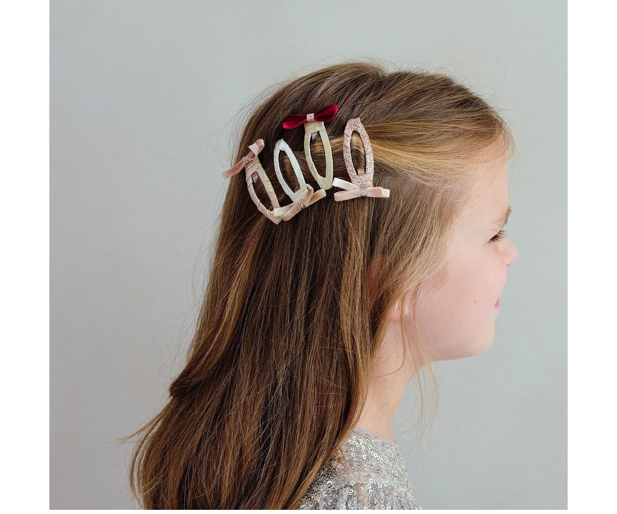 4 clips de cabelo Skinny Velvet Bow