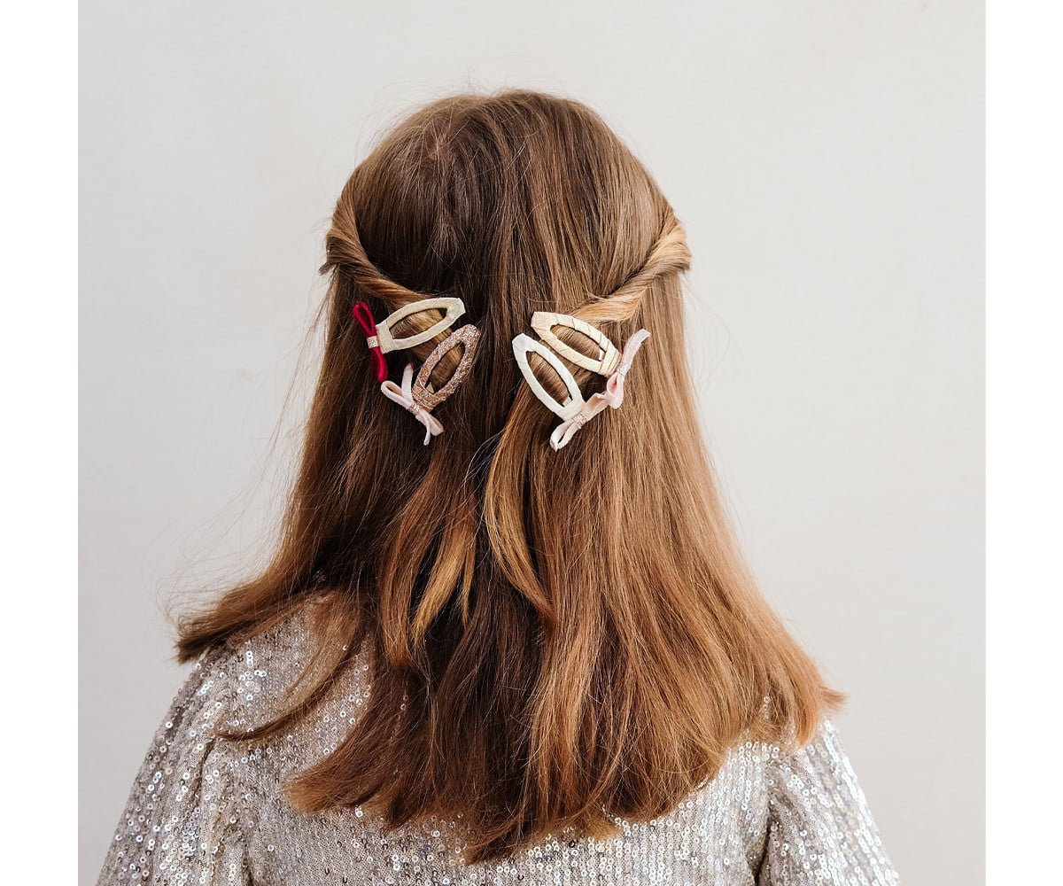 4 clips de cabelo Skinny Velvet Bow