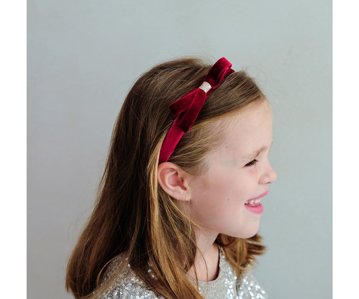 Diadema de veludo Alice Burgundy Violet Bow