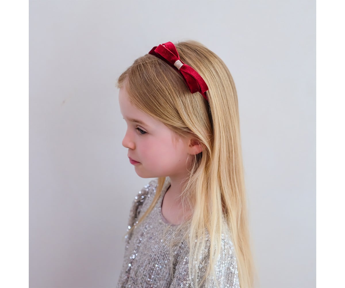 Diadema de veludo Alice Burgundy Violet Bow