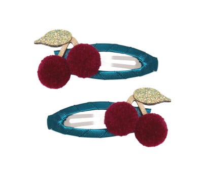 2 grampos de cabelo Pom Pom Cherries