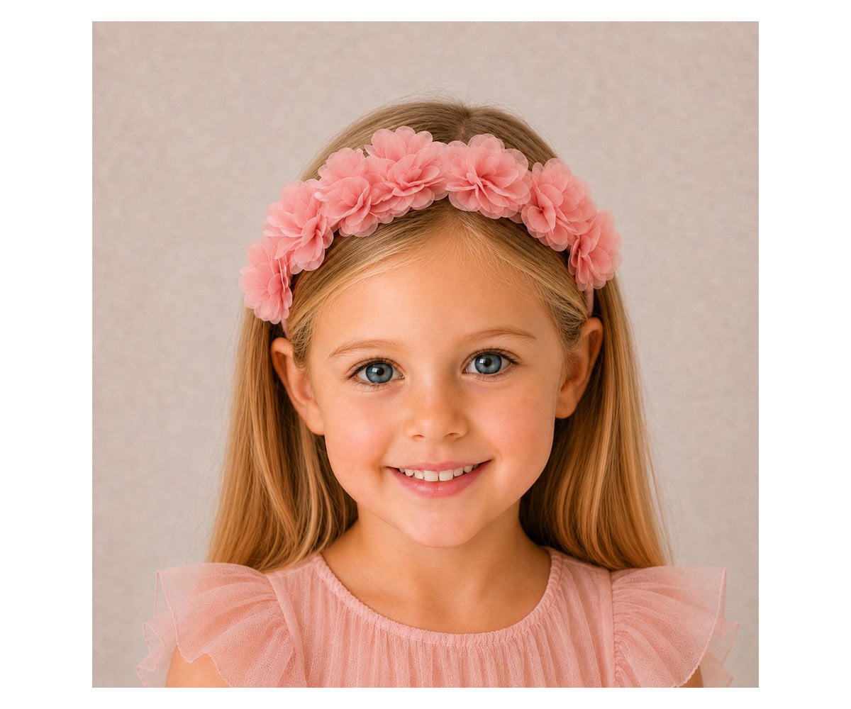 Diadema Tocado Floral Rosa
