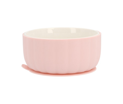 Bowl cerâmica com base de silicone antiderrapante Nude Rose