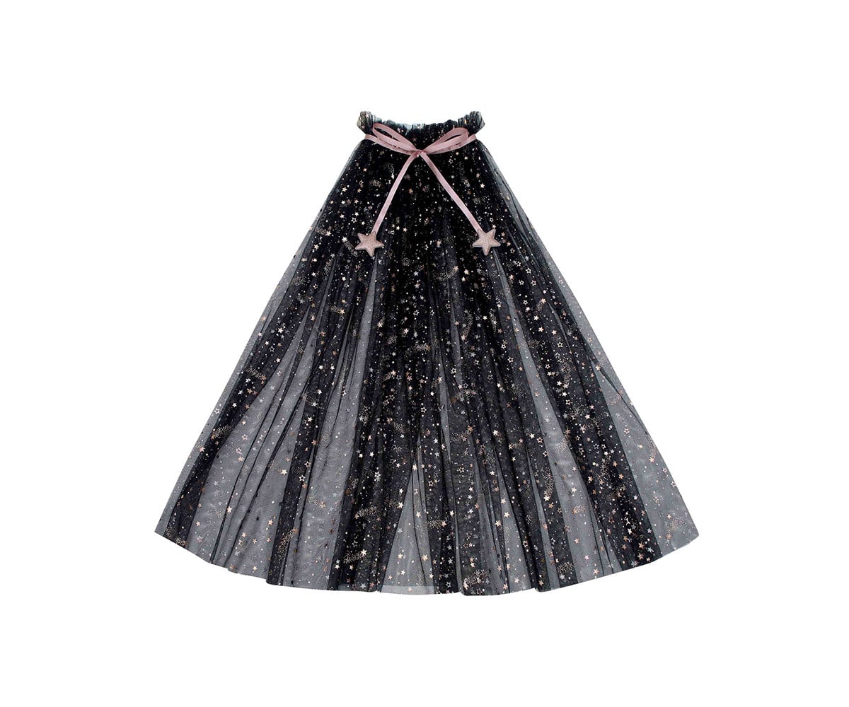 Capa de fantasia Bruxa Ethel Tule Preto