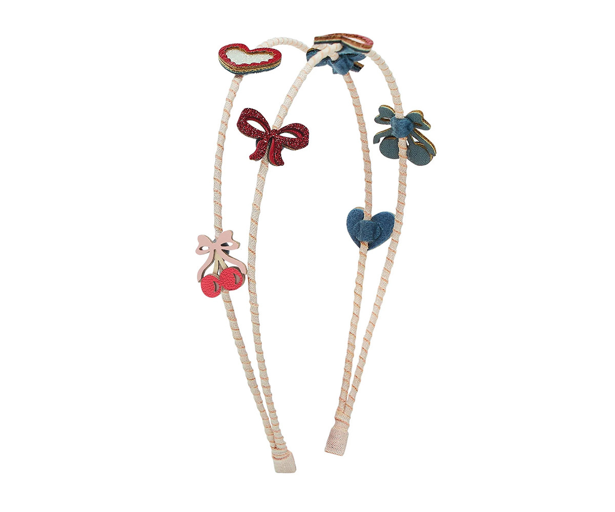 Diadema dupla rosa cerejas